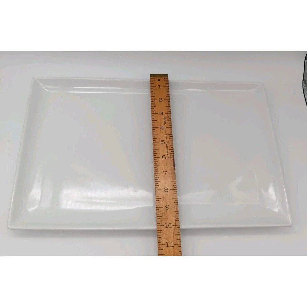 Crate & Barrel Rectangular Pure White Porcelain Serving Tray 16